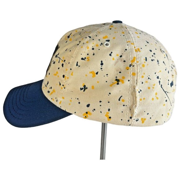 Vintage University of Michigan Paint Splatter Snapback Hat Blue Gold USA College - Picture 5 of 8